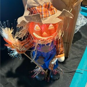 SOLD-Festive Scarecrow Pumpkin Light-Up Decor